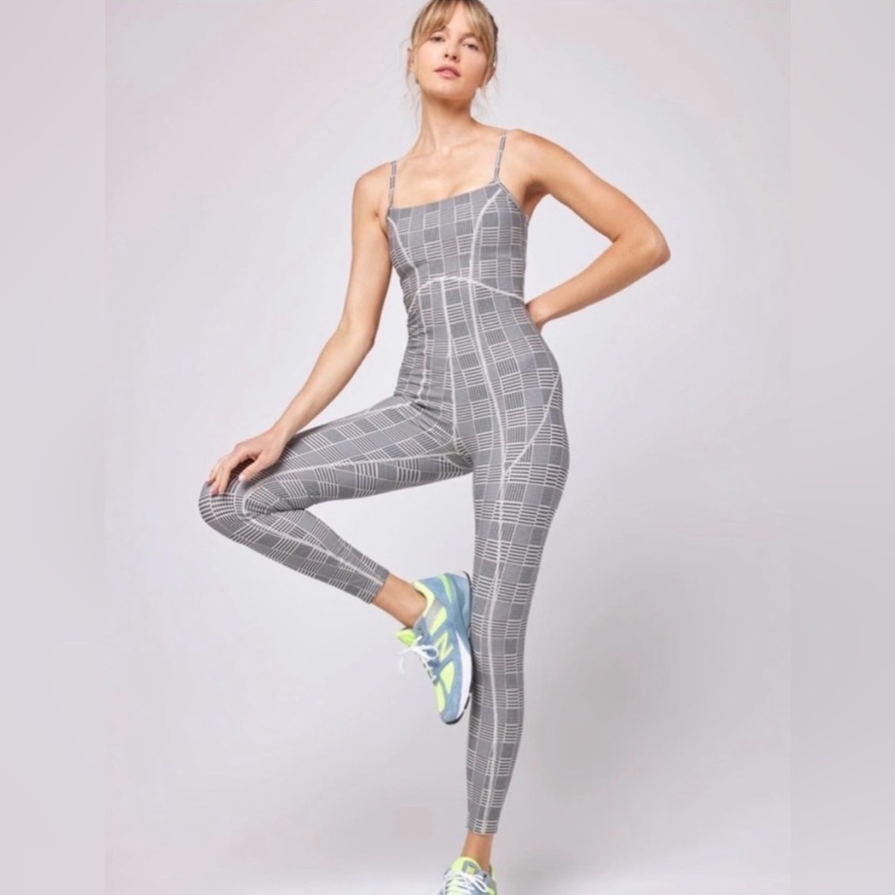 L*Space Go The Distance Jumpsuit M Houndstooth NWT Open Back Stretch
